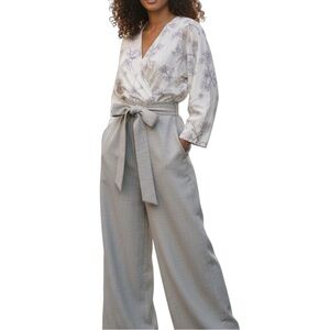 NWT Tailored by Rebecca Taylor Long Sleeve Jumpsuit - Gray Wide Leg - Size 6